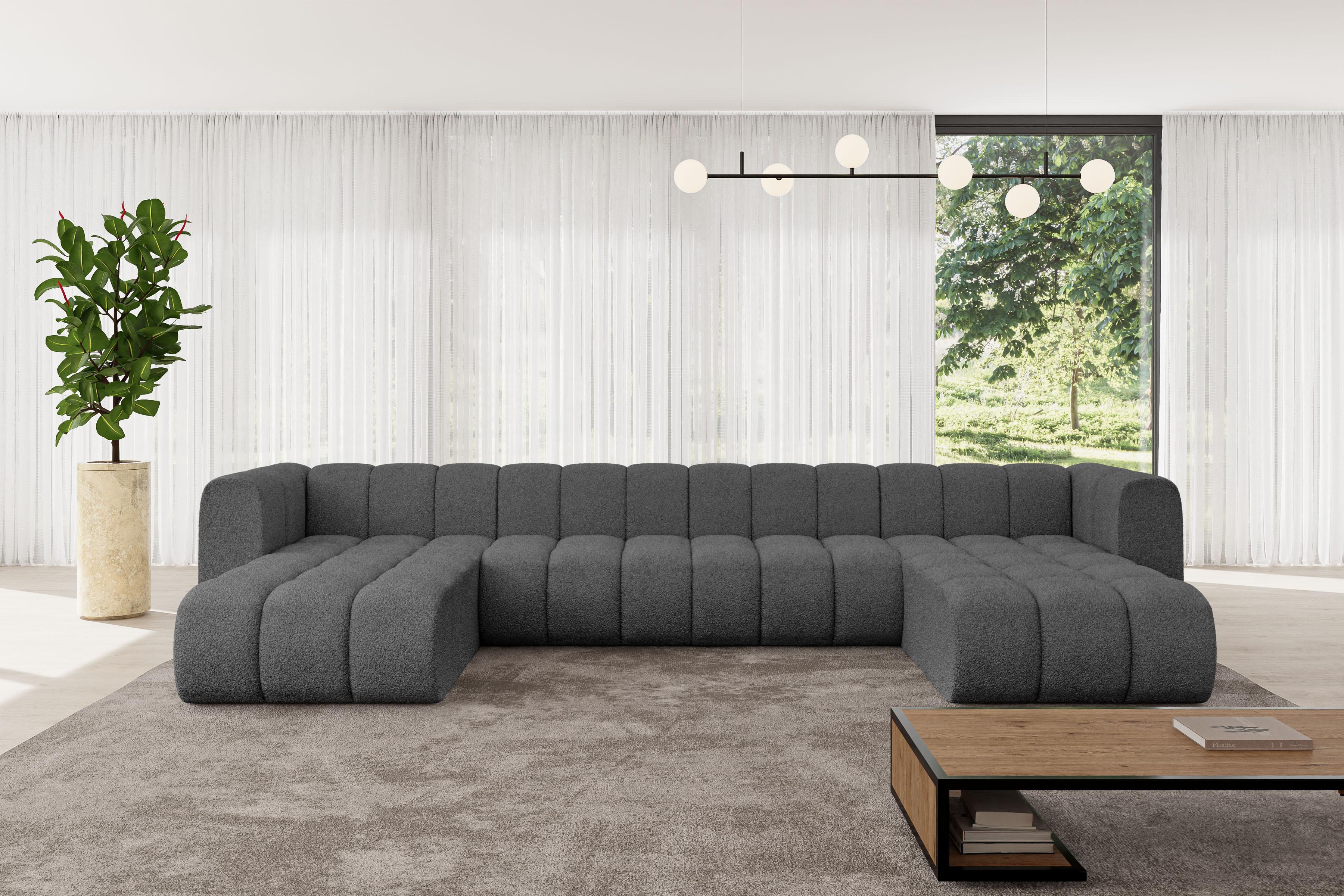WOHNLANDSCHAFT modulares Sofa Joren-U2 - 410x177x70 cm Grau Textil ALTDECOR Möbel > Sofas & Couches > Wohnlandschaften > Wohnlandschaften U-Form Grau