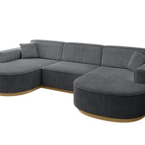 Wohnli Möbelsuche - WOHNLANDSCHAFT MARI-U1-v2 - 303x171x83 cm Dunkelgrau Cord