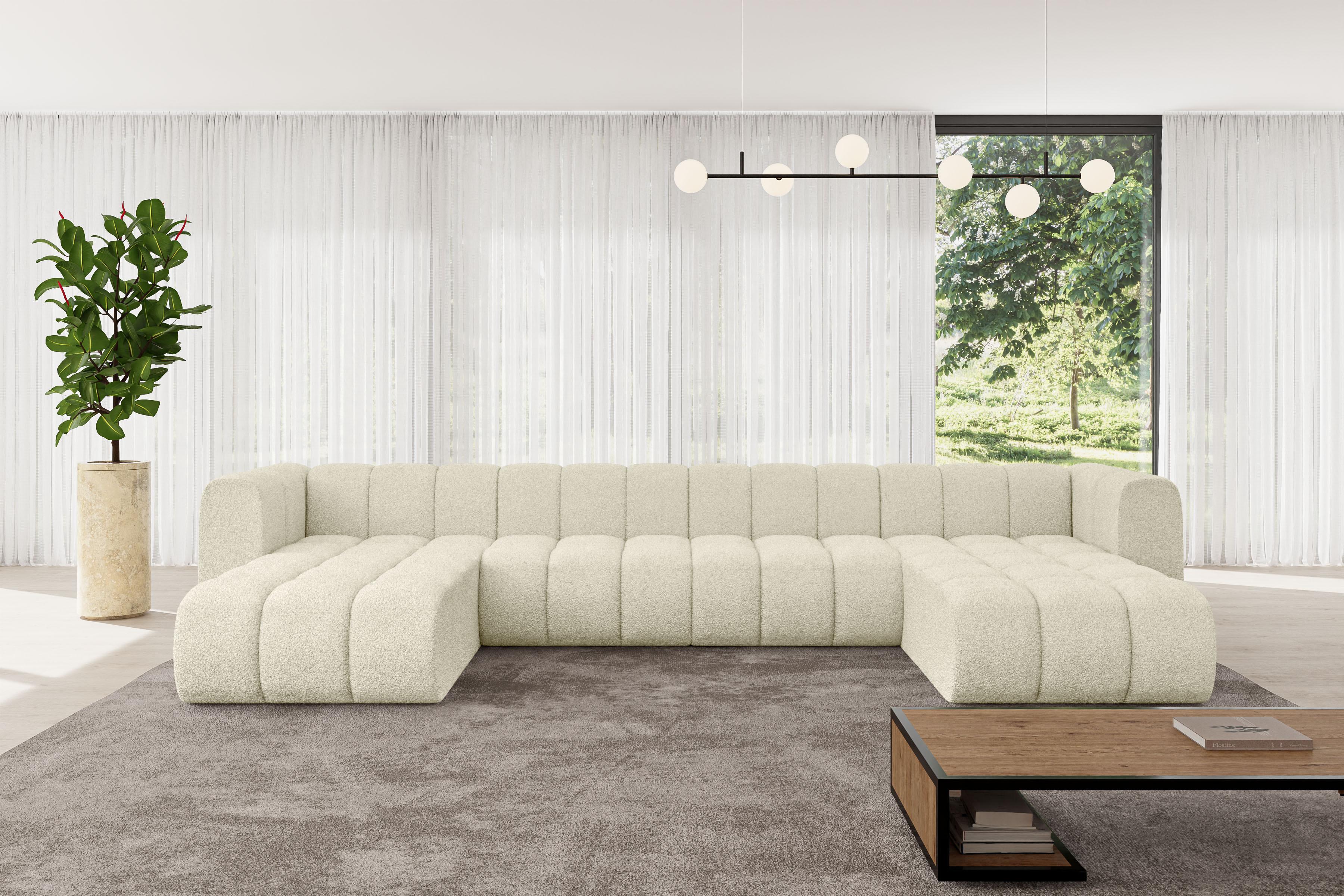WOHNLANDSCHAFT modulares Sofa Joren-U2 - 410x177x70 cm Beige Textil ALTDECOR Möbel > Sofas & Couches > Wohnlandschaften > Wohnlandschaften U-Form Beige