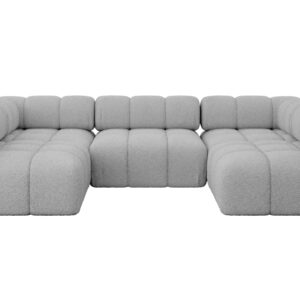 Wohnli Möbelsuche - WOHNLANDSCHAFT modulares Sofa Garvo-U1 - 285x190x70 cm Hellgrau Bouclé