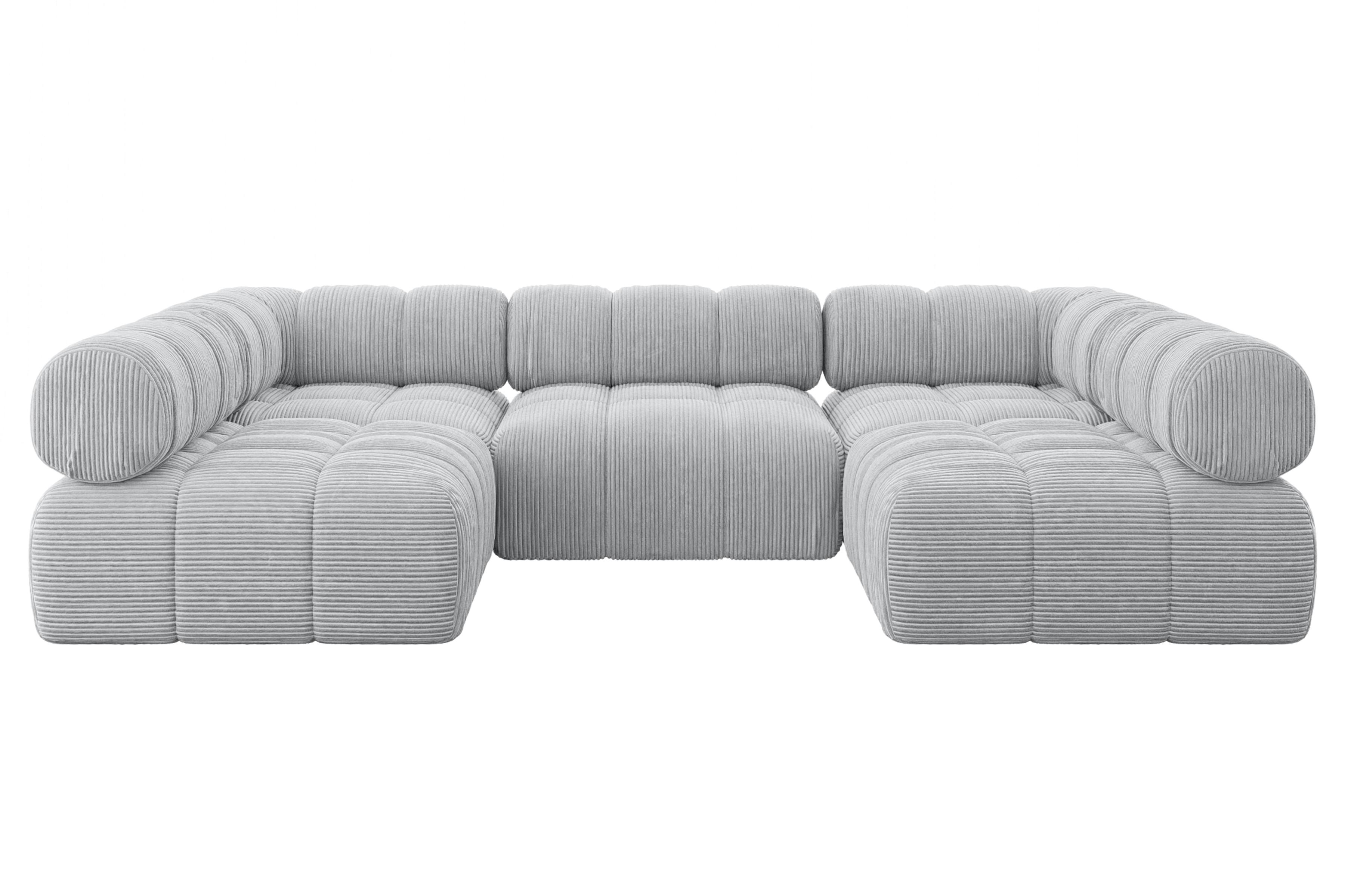 wohnli-moebel-suche-800001617006 Wohnli Möbelsuche - WOHNLANDSCHAFT modulares Sofa Garvo-U1 - 285x190x70 cm Grau Cord