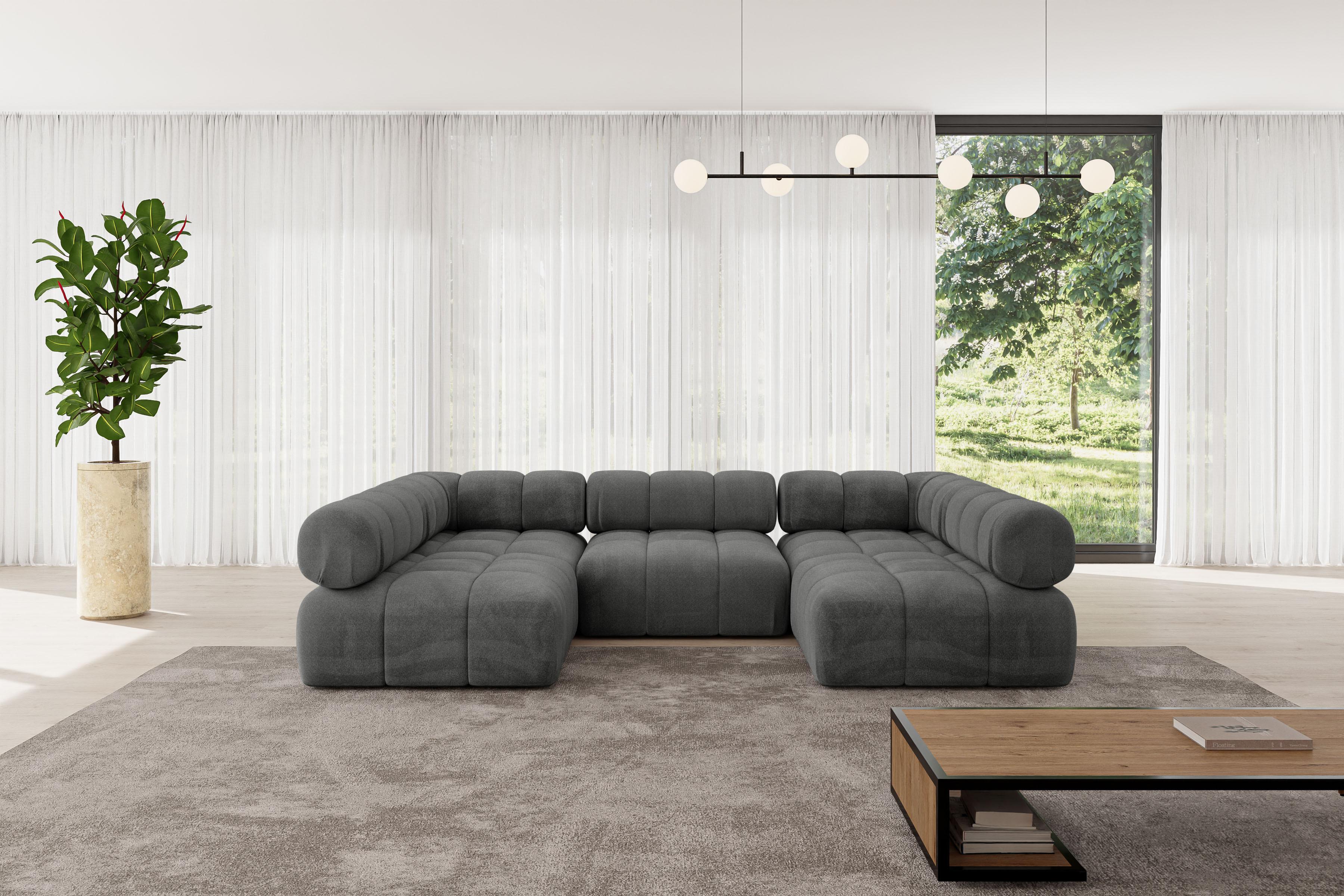 wohnli-moebel-suche-800001617018-1 WOHNLANDSCHAFT modulares Sofa Garvo-U1 - 285x190x70 cm Dunkelgrau Velours Textil ALTDECOR Möbel > Sofas & Couches > Wohnlandschaften > Wohnlandschaften U-Form Grau