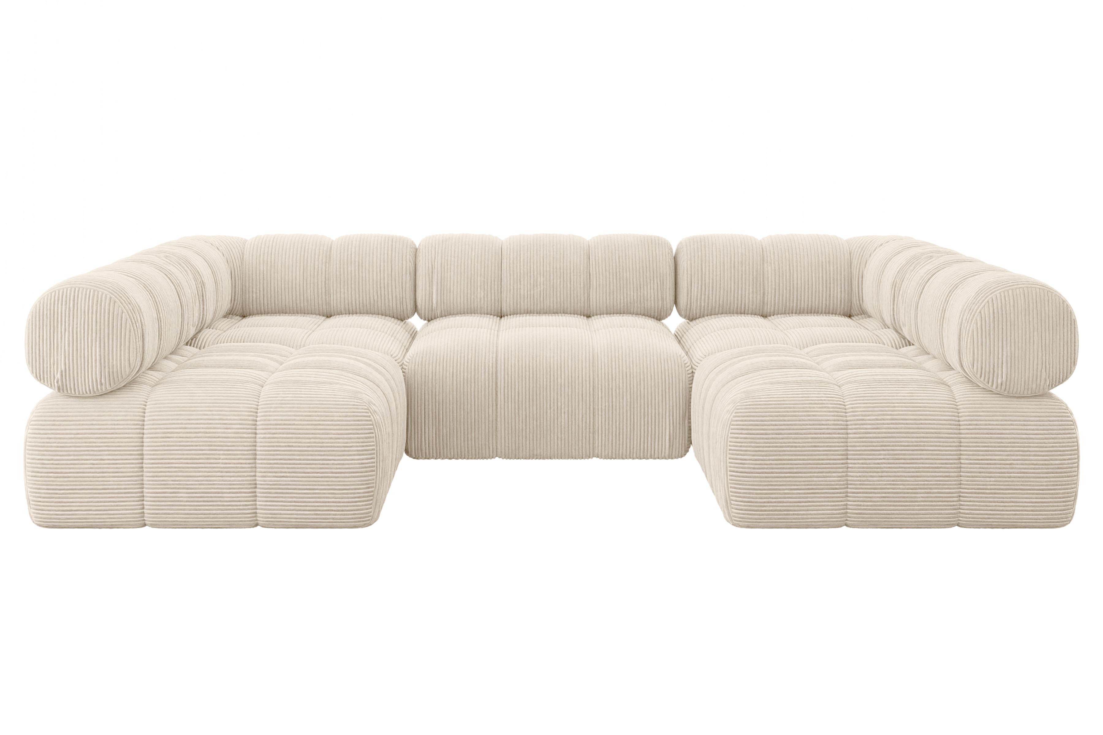 Wohnli Möbelsuche - WOHNLANDSCHAFT modulares Sofa Garvo-U1 - 285x190x70 cm Beige Cord