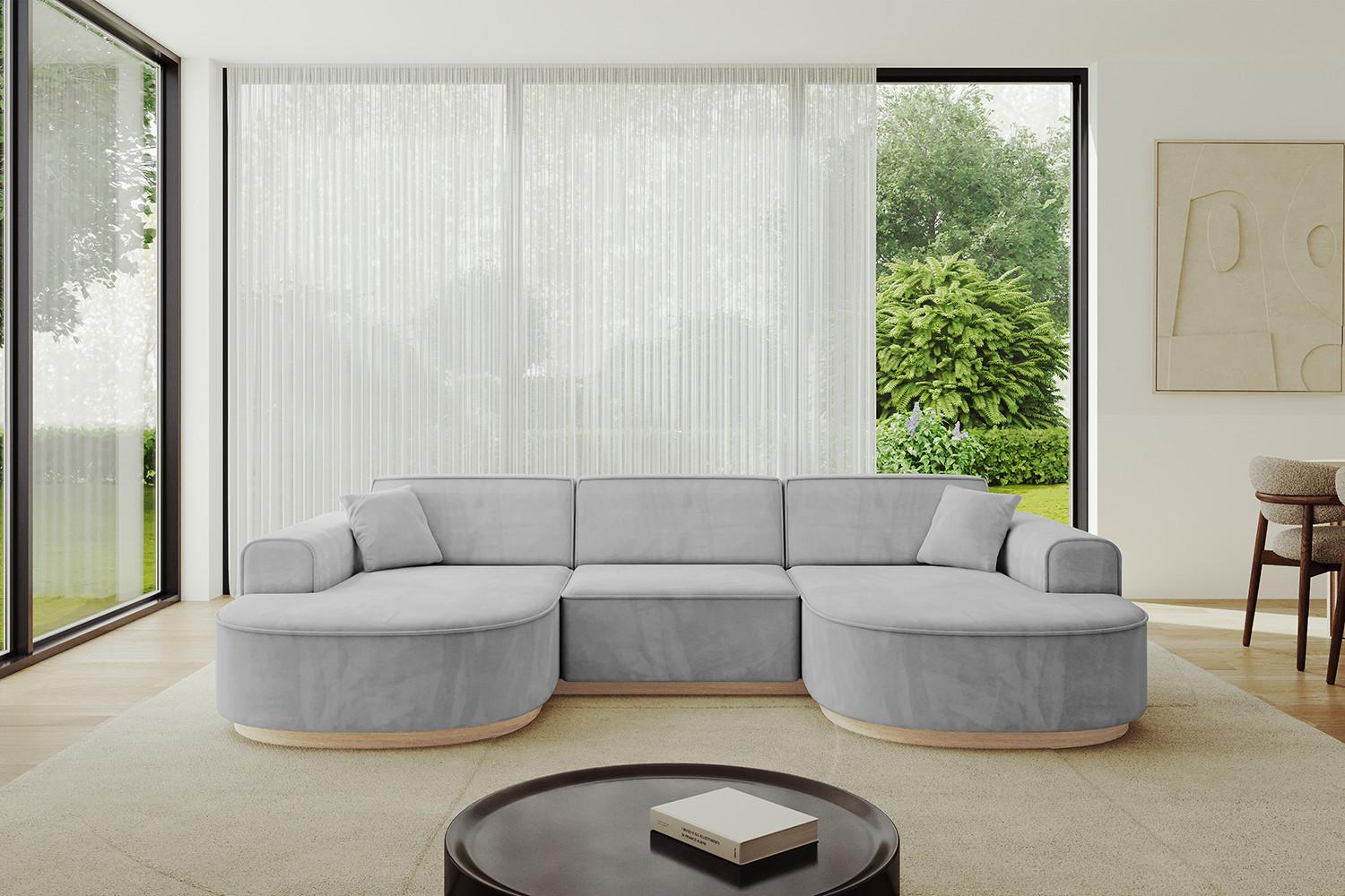 WOHNLANDSCHAFT MARI-U1-v1 - 303x171x83 cm Grau Velours Textil ALTDECOR Möbel > Sofas & Couches > Wohnlandschaften > Wohnlandschaften U-Form Grau