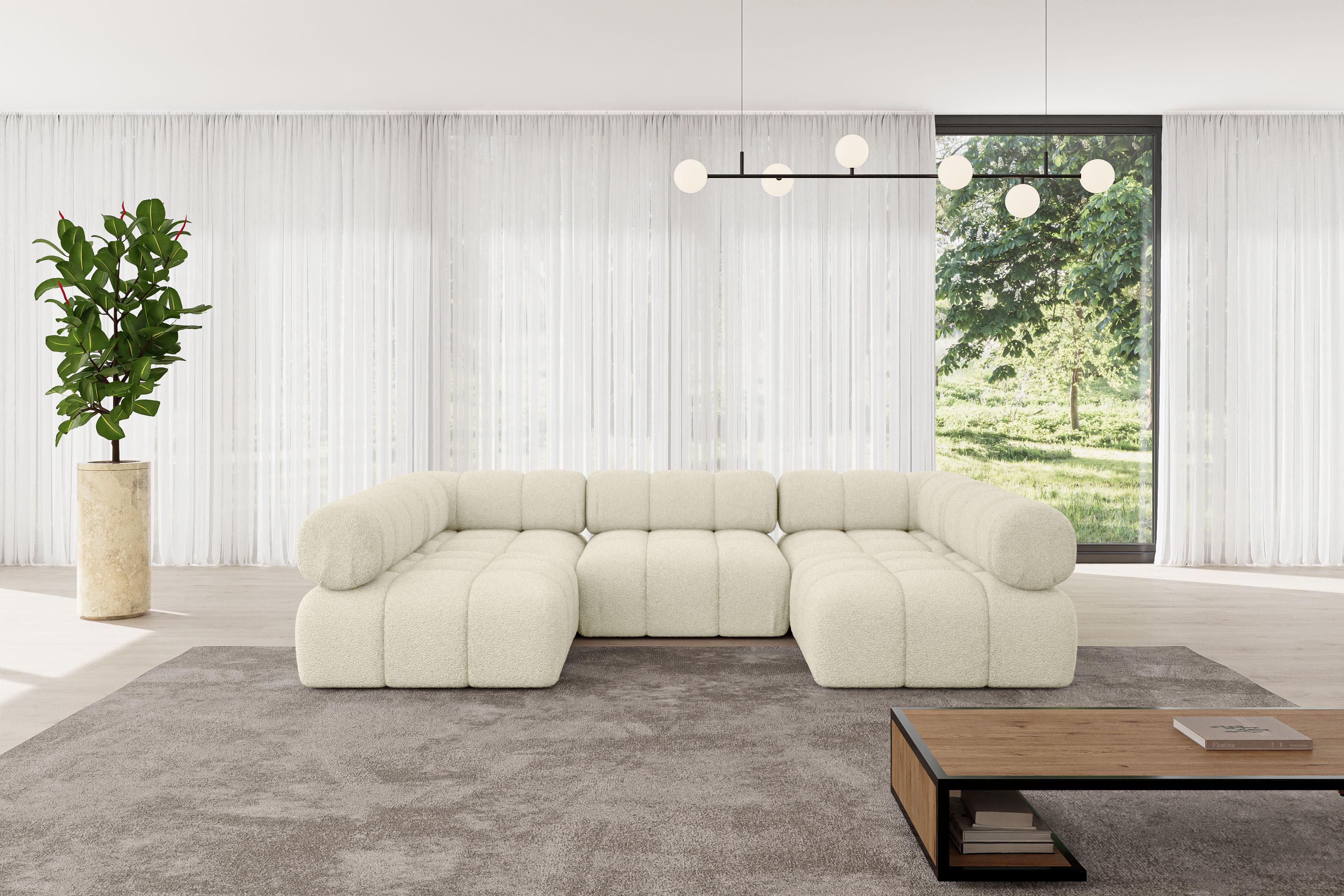 wohnli-moebel-suche-800001617023-1 WOHNLANDSCHAFT modulares Sofa Garvo-U1 - 285x190x70 cm Beige Bouclé Textil ALTDECOR Möbel > Sofas & Couches > Wohnlandschaften > Wohnlandschaften U-Form Beige