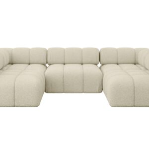 Wohnli Möbelsuche - WOHNLANDSCHAFT modulares Sofa Garvo-U1 - 285x190x70 cm Beige Bouclé