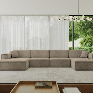 WOHNLANDSCHAFT IREA-U2-v4 - 388x171x79 cm Braun Textil ALTDECOR Möbel > Sofas & Couches > Wohnlandschaften > Wohnlandschaften U-Form Braun