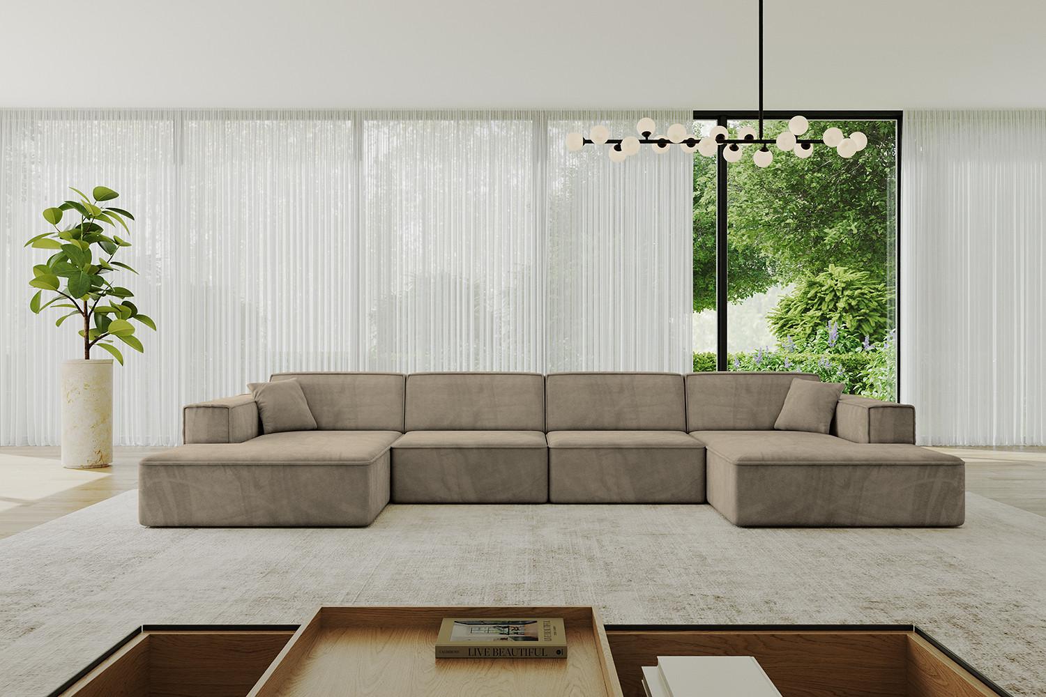 WOHNLANDSCHAFT IREA-U2-v4 - 388x171x79 cm Braun Textil ALTDECOR Möbel > Sofas & Couches > Wohnlandschaften > Wohnlandschaften U-Form Braun