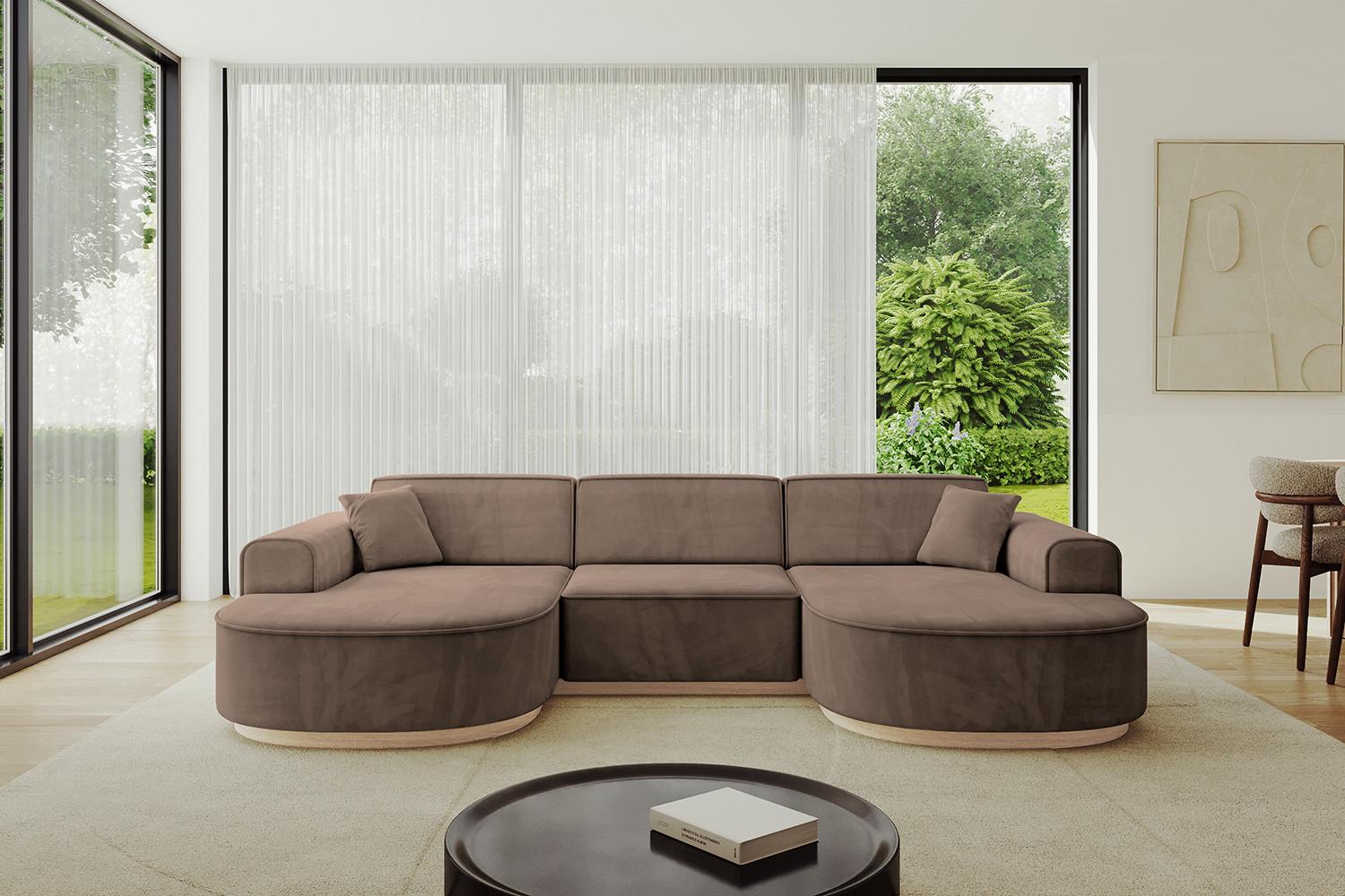 WOHNLANDSCHAFT MARI-U1-v1 - 303x171x83 cm Braun Velours Textil ALTDECOR Möbel > Sofas & Couches > Wohnlandschaften > Wohnlandschaften U-Form Braun