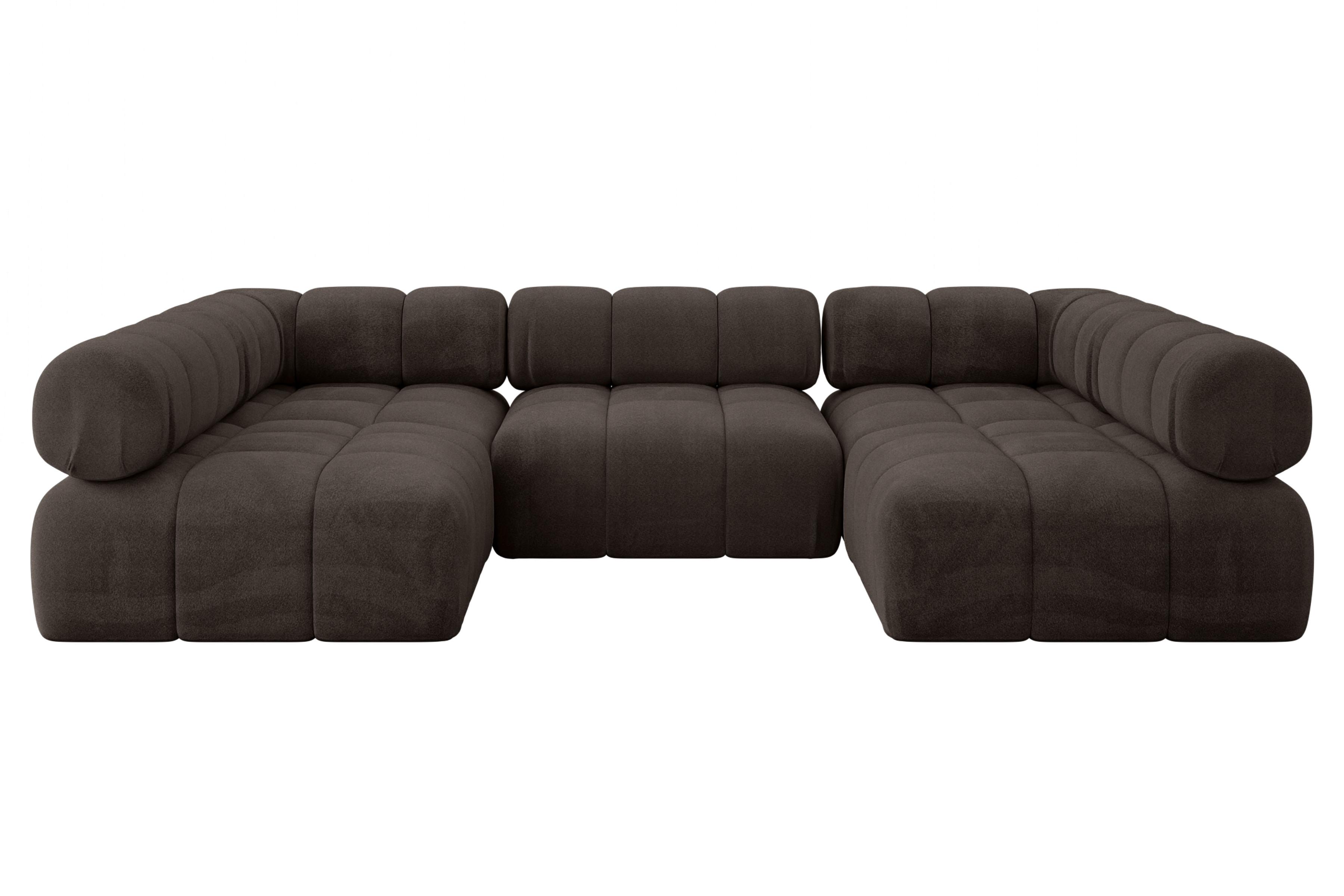 Wohnli Möbelsuche - WOHNLANDSCHAFT modulares Sofa Garvo-U1 - 285x190x70 cm Braun Velours