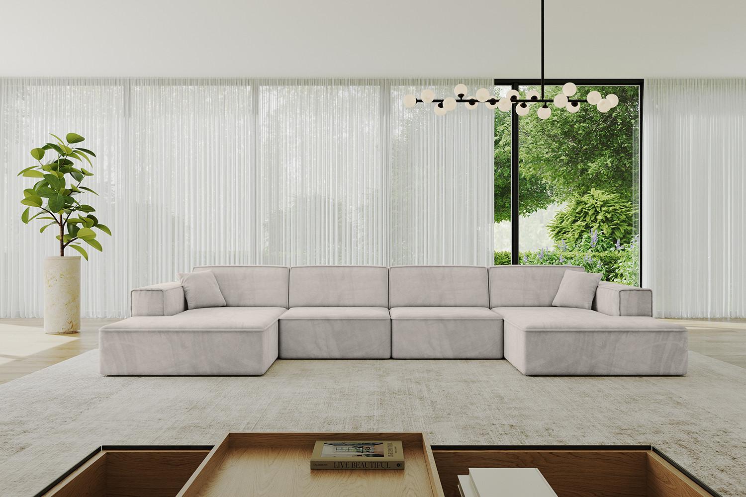 WOHNLANDSCHAFT IREA-U2-v4 - 388x171x79 cm Hellbraun Textil ALTDECOR Möbel > Sofas & Couches > Wohnlandschaften > Wohnlandschaften U-Form Braun