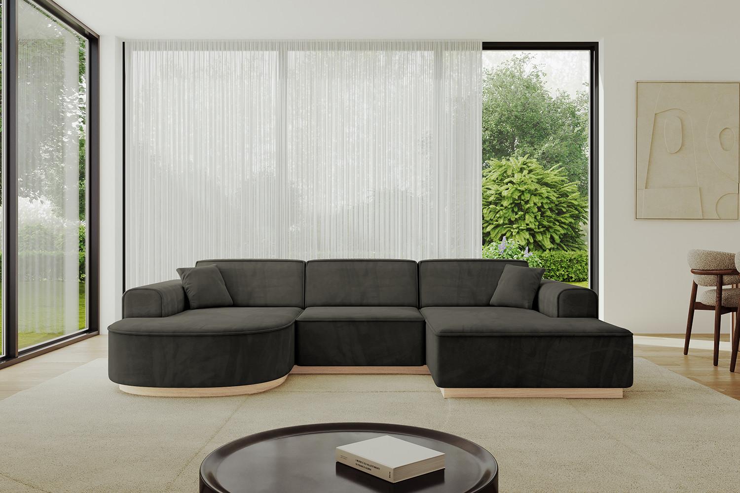 WOHNLANDSCHAFT ARRIO-U1 303x171x83 cm Schwarz Textil ALTDECOR Möbel > Sofas & Couches > Wohnlandschaften > Wohnlandschaften U-Form Schwarz