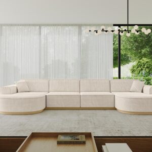 wohnli-moebel-suche-800001617067-1 WOHNLANDSCHAFT MARI-U2-v2 - 388x171x83 cm Beige Cord Textil ALTDECOR Möbel > Sofas & Couches > Wohnlandschaften > Wohnlandschaften U-Form Beige