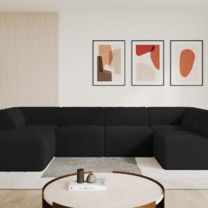 wohnli-moebel-suche-800001617074-1 WOHNLANDSCHAFT Ottomane Links MOVO-L 345x180x78 cm Schwarz Cord Textil ALTDECOR Möbel > Sofas & Couches > Wohnlandschaften > Wohnlandschaften U-Form Schwarz