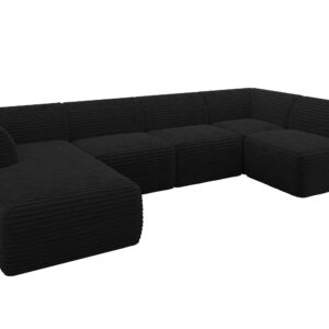 wohnli-moebel-suche-800001617074 Wohnli Möbelsuche - WOHNLANDSCHAFT Ottomane Links MOVO-L 345x180x78 cm Schwarz Cord