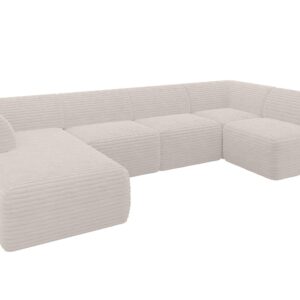 Wohnli Möbelsuche - WOHNLANDSCHAFT Ottomane Links MOVO-L 345x180x78 cm Creme Cord