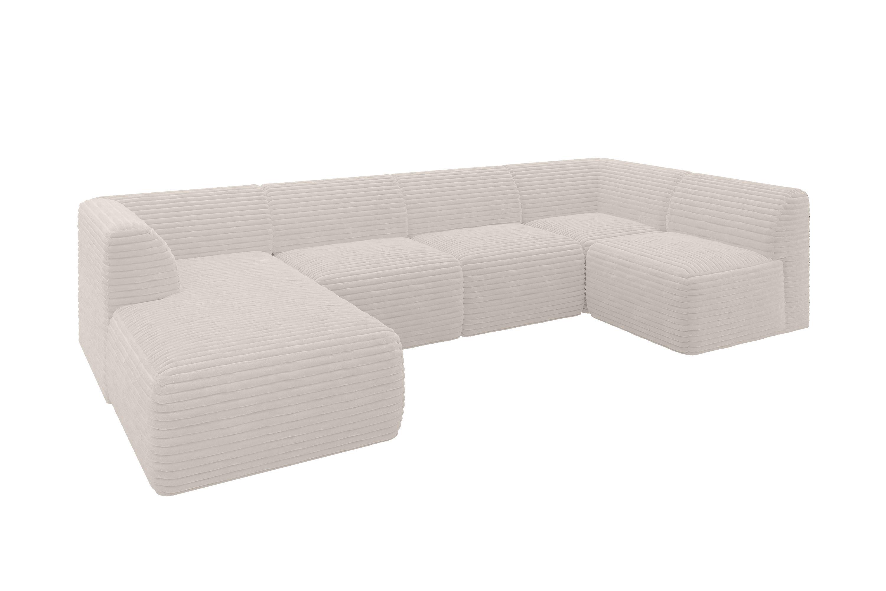 wohnli-moebel-suche-800001617078 Wohnli Möbelsuche - WOHNLANDSCHAFT Ottomane Links MOVO-L 345x180x78 cm Creme Cord