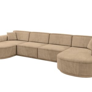 wohnli-moebel-suche-800001617103 Wohnli Möbelsuche - WOHNLANDSCHAFT MARI-U2-v3 - 388x171x83 cm Taupe Velours