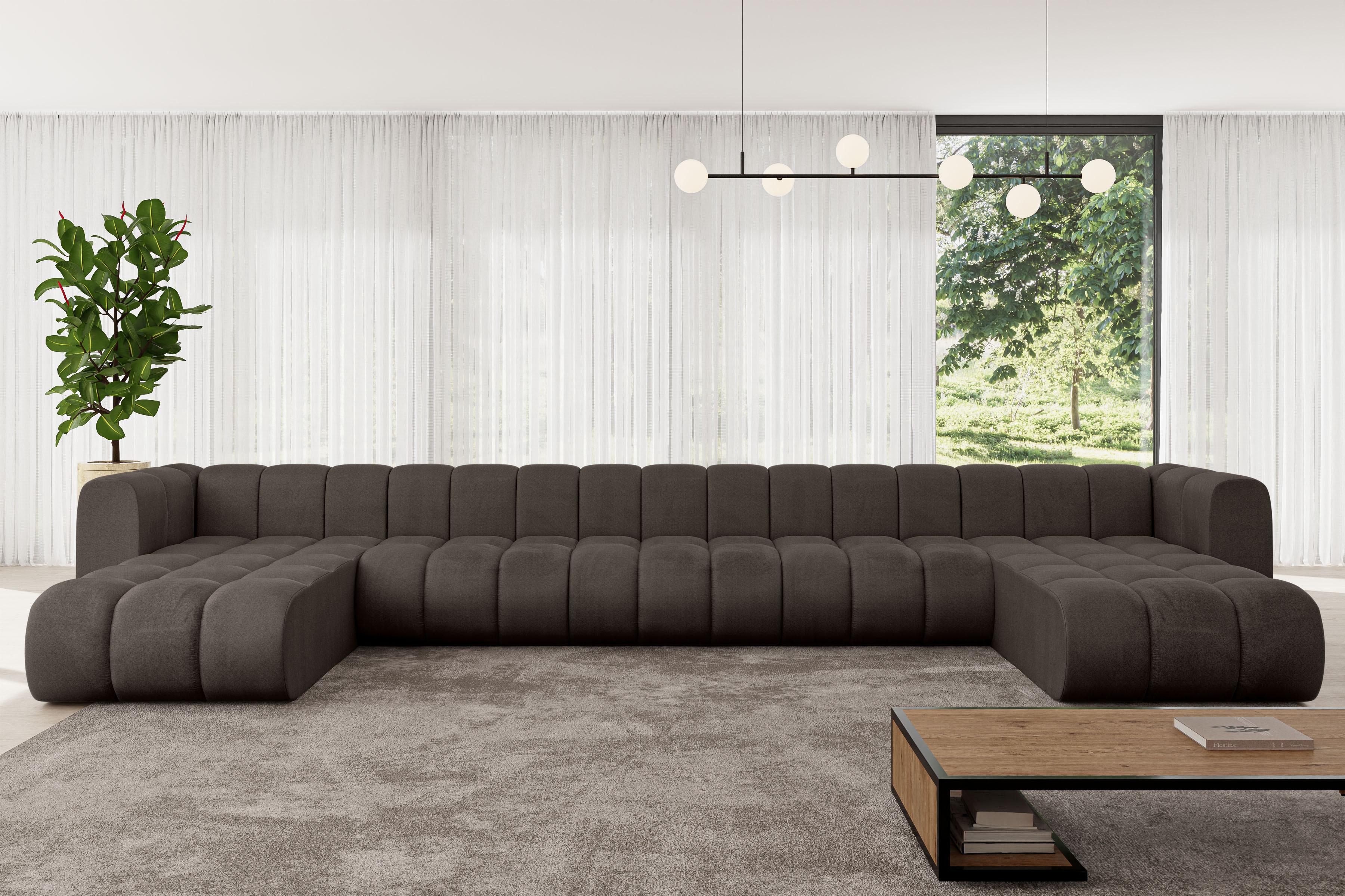WOHNLANDSCHAFT modulares Sofa Joren-U3 - 501x177x70 cm Braun Textil ALTDECOR Möbel > Sofas & Couches > Wohnlandschaften > Wohnlandschaften U-Form Braun