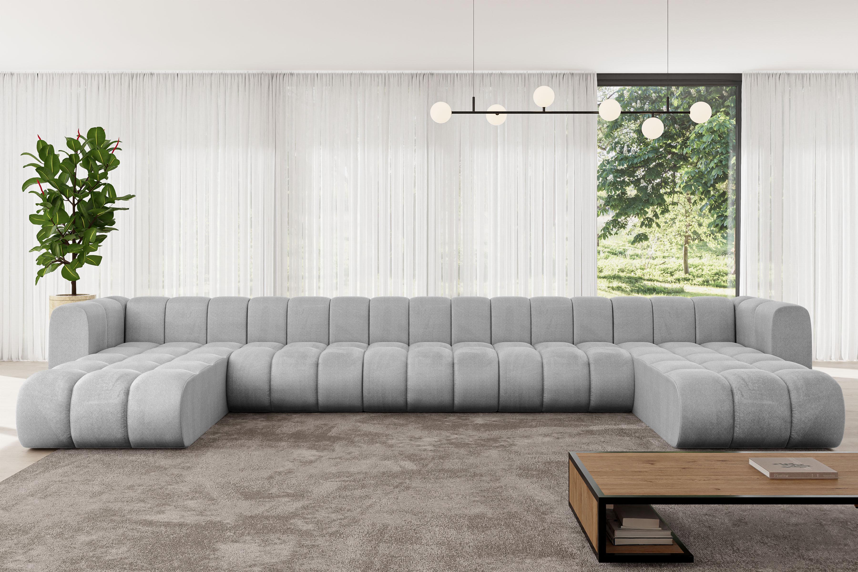 WOHNLANDSCHAFT modulares Sofa Joren-U3 - 501x177x70 cm Grau Textil ALTDECOR Möbel > Sofas & Couches > Wohnlandschaften > Wohnlandschaften U-Form Grau