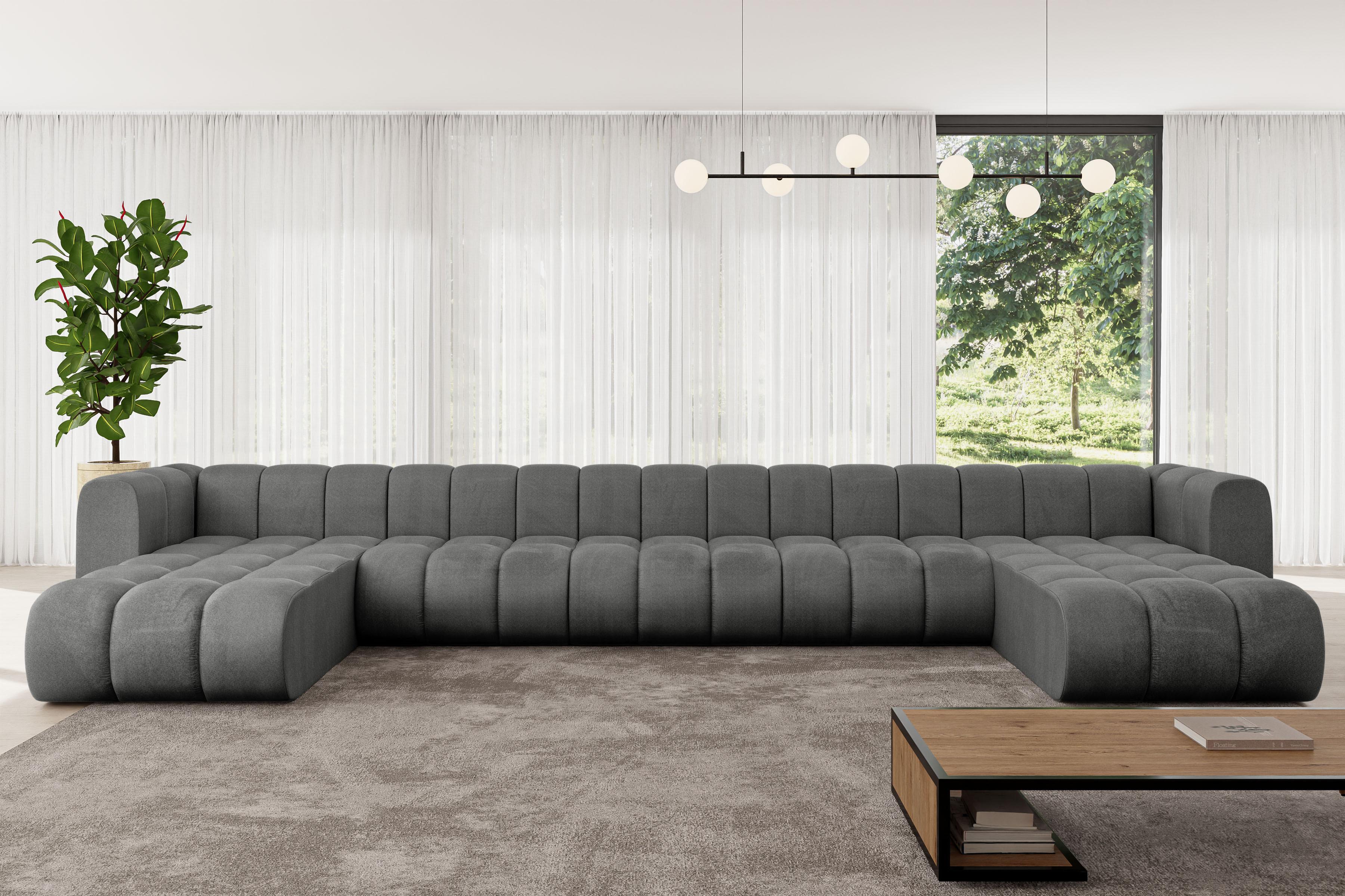WOHNLANDSCHAFT modulares Sofa Joren-U3 - 501x177x70 cm Dunkelgrau Textil ALTDECOR Möbel > Sofas & Couches > Wohnlandschaften > Wohnlandschaften U-Form Grau
