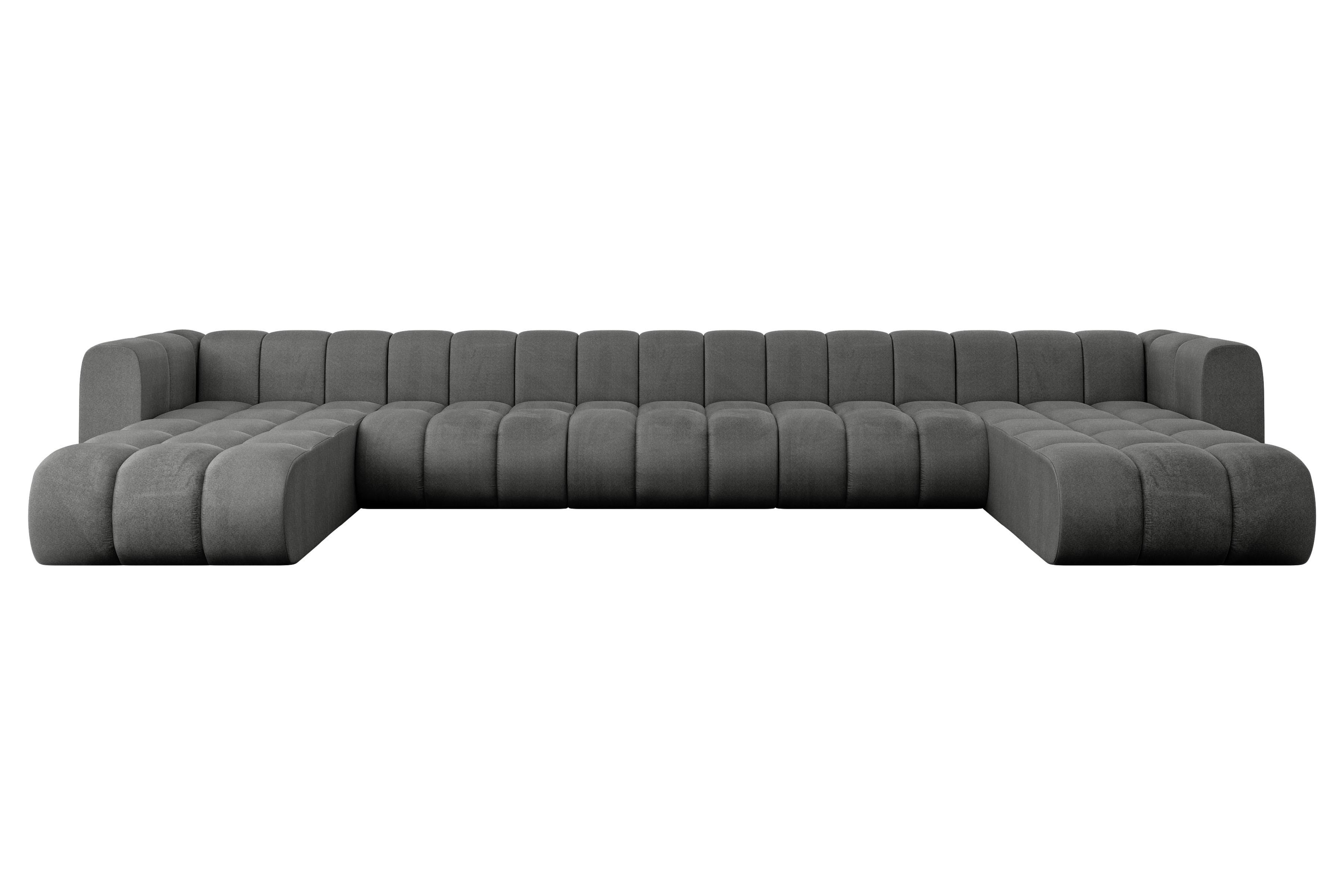Wohnli Möbelsuche - WOHNLANDSCHAFT modulares Sofa Joren-U3 - 501x177x70 cm Dunkelgrau