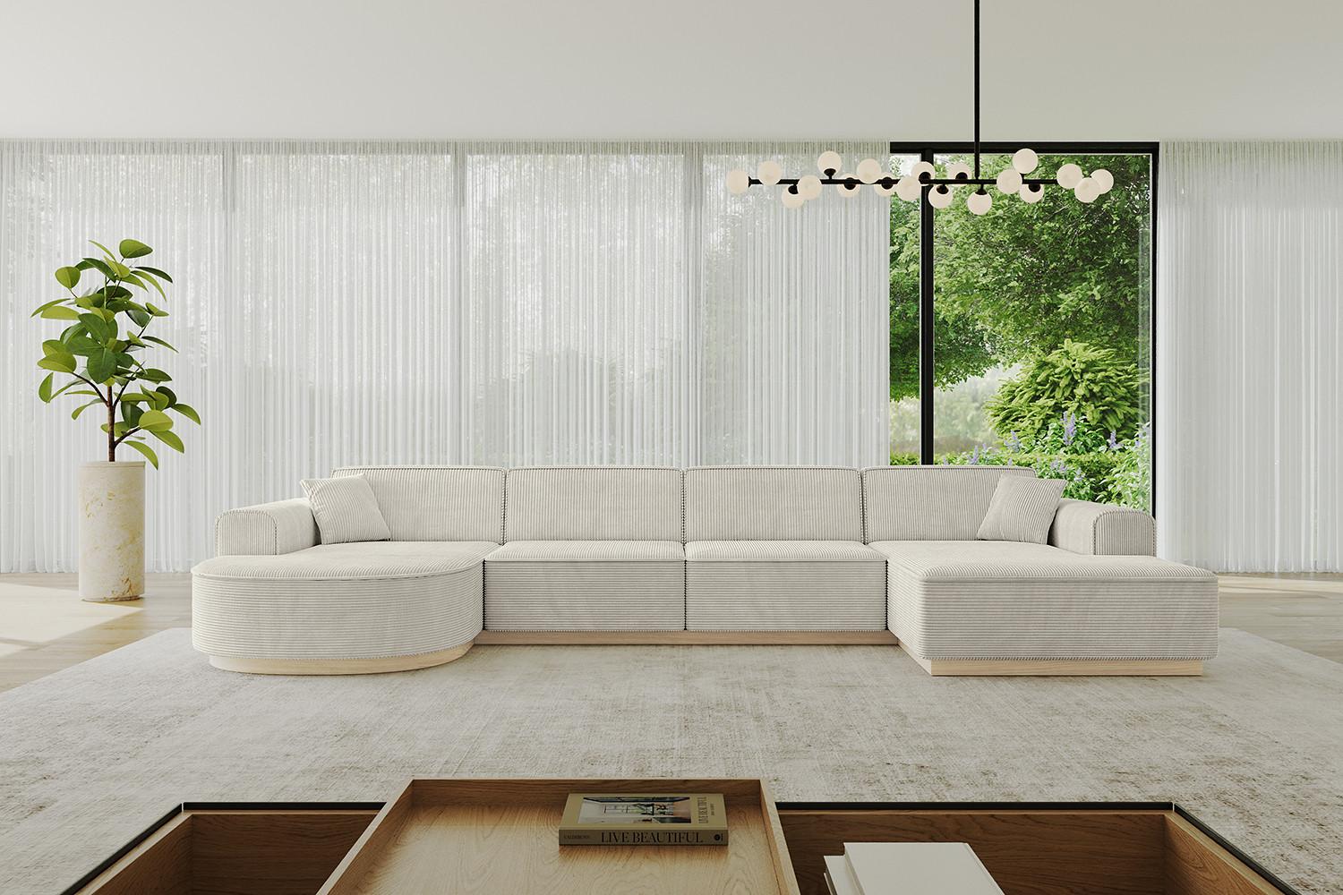 WOHNLANDSCHAFT ARRIO-U2 303x171x83 cm Creme Textil ALTDECOR Möbel > Sofas & Couches > Wohnlandschaften > Wohnlandschaften U-Form Weiß