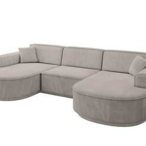 wohnli-moebel-suche-800001617167 Wohnli Möbelsuche - WOHNLANDSCHAFT MARI-U1-v3 - 303x171x83 cm Hellbraun Velours