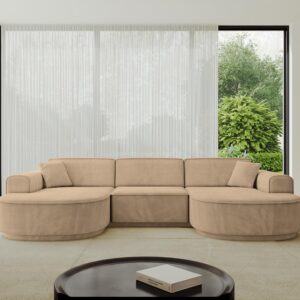 WOHNLANDSCHAFT MARI-U1-v3 - 303x171x83 cm Taupe Velours Textil ALTDECOR Möbel > Sofas & Couches > Wohnlandschaften > Wohnlandschaften U-Form Taupe