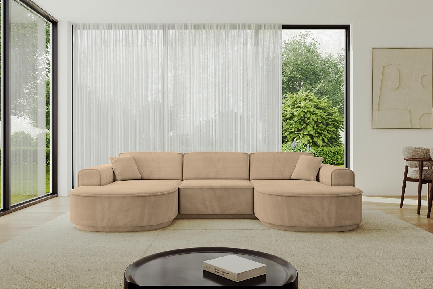 WOHNLANDSCHAFT MARI-U1-v3 - 303x171x83 cm Taupe Velours Textil ALTDECOR Möbel > Sofas & Couches > Wohnlandschaften > Wohnlandschaften U-Form Taupe