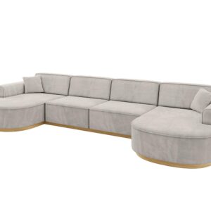 wohnli-moebel-suche-800001617176 Wohnli Möbelsuche - WOHNLANDSCHAFT MARI-U2-v2 - 388x171x83 cm Hellbraun Velours