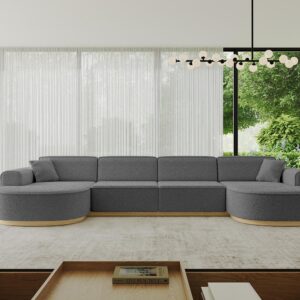 wohnli-moebel-suche-800001617188-1 WOHNLANDSCHAFT MARI-U2-v2 - 388x171x83 cm Grau Bouclé Textil ALTDECOR Möbel > Sofas & Couches > Wohnlandschaften > Wohnlandschaften U-Form Grau