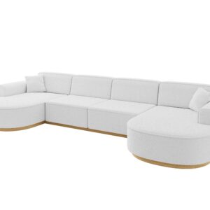Wohnli Möbelsuche - WOHNLANDSCHAFT MARI-U2-v2 - 388x171x83 cm Weiß Bouclé