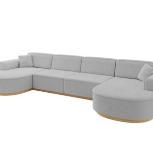 Wohnli Möbelsuche - WOHNLANDSCHAFT MARI-U2-v2 - 388x171x83 cm Hellgrau Bouclé