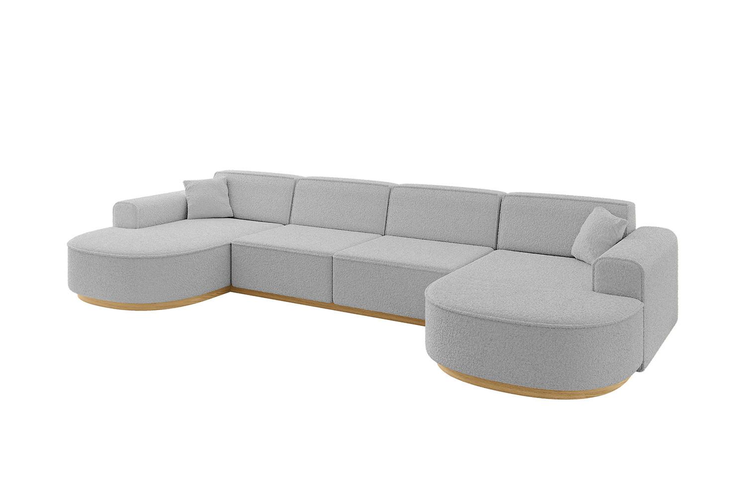 Wohnli Möbelsuche - WOHNLANDSCHAFT MARI-U2-v2 - 388x171x83 cm Hellgrau Bouclé