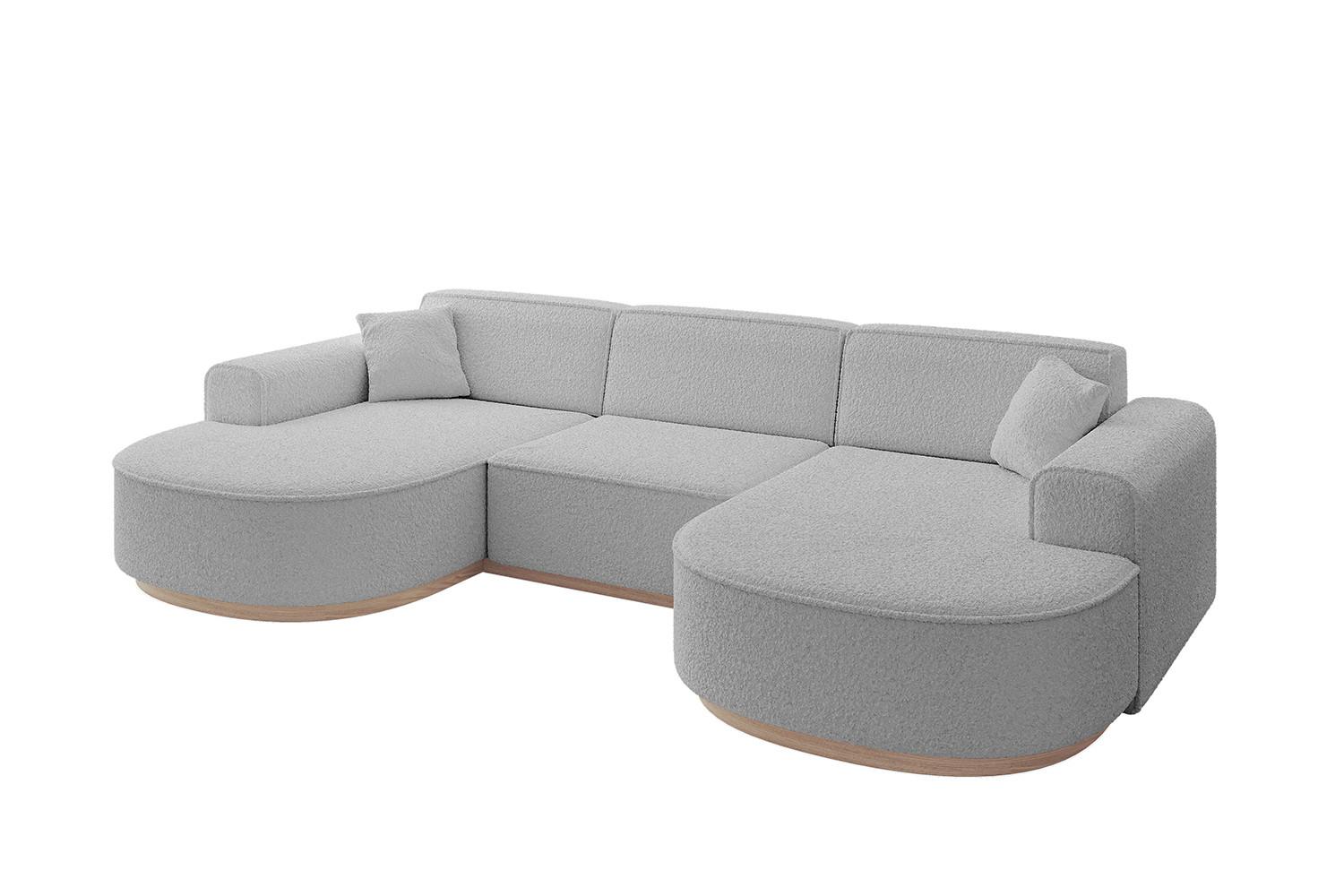 Wohnli Möbelsuche - WOHNLANDSCHAFT MARI-U1-v1 - 303x171x83 cm Hellgrau Bouclé