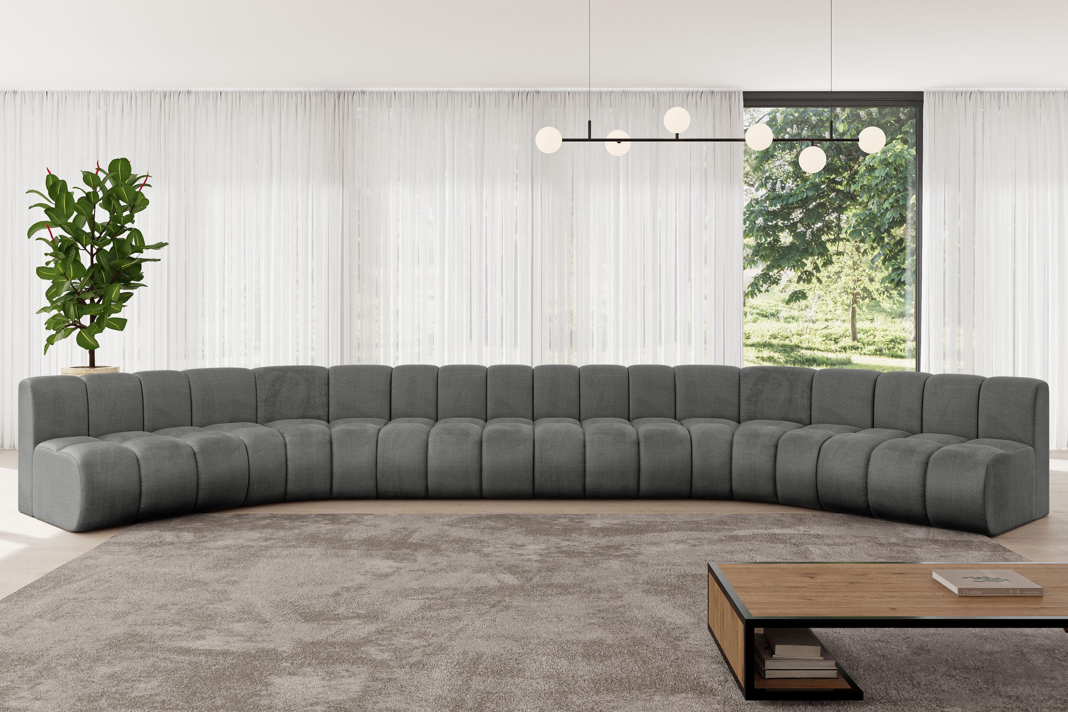 WOHNLANDSCHAFT modulares Sofa Montra-U2 - 581x174x70 cm Dunkelgrau Textil ALTDECOR Möbel > Sofas & Couches > Wohnlandschaften > Wohnlandschaften U-Form Grau