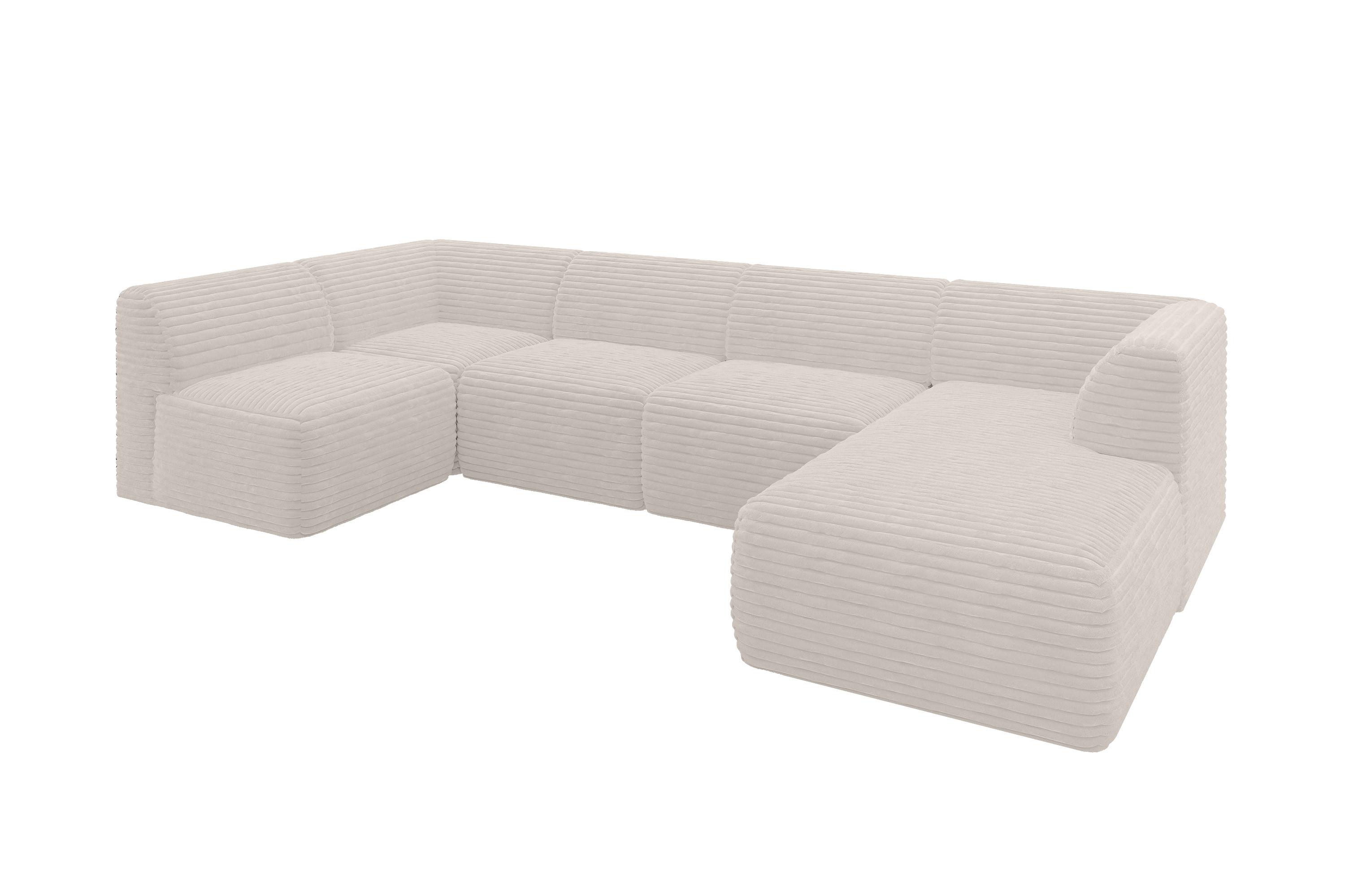 wohnli-moebel-suche-800001617217 Wohnli Möbelsuche - WOHNLANDSCHAFT Ottomane Rechts MOVO-L 345x180x78 cm Creme Cord