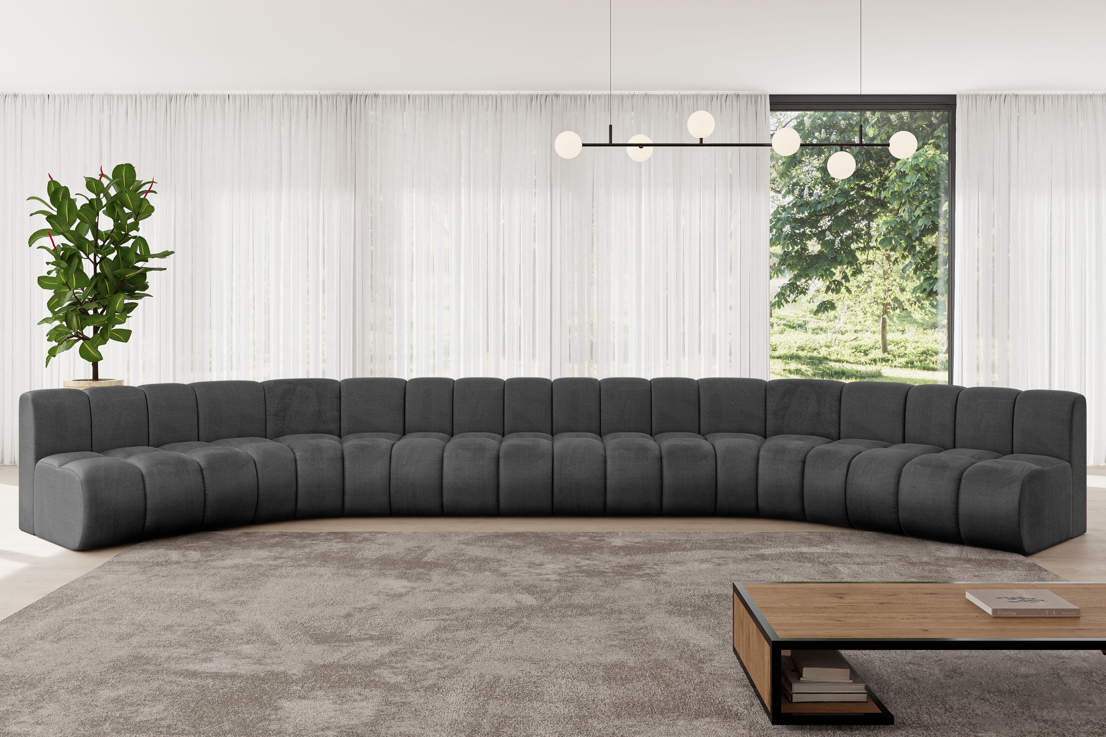 WOHNLANDSCHAFT modulares Sofa Montra-U2 - 581x174x70 cm Schwarz Textil ALTDECOR Möbel > Sofas & Couches > Wohnlandschaften > Wohnlandschaften U-Form Schwarz