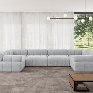 WOHNLANDSCHAFT modulares Sofa Birno-U2 - 380x190x70 cm Grau Cord Textil ALTDECOR Möbel > Sofas & Couches > Wohnlandschaften > Wohnlandschaften U-Form Grau