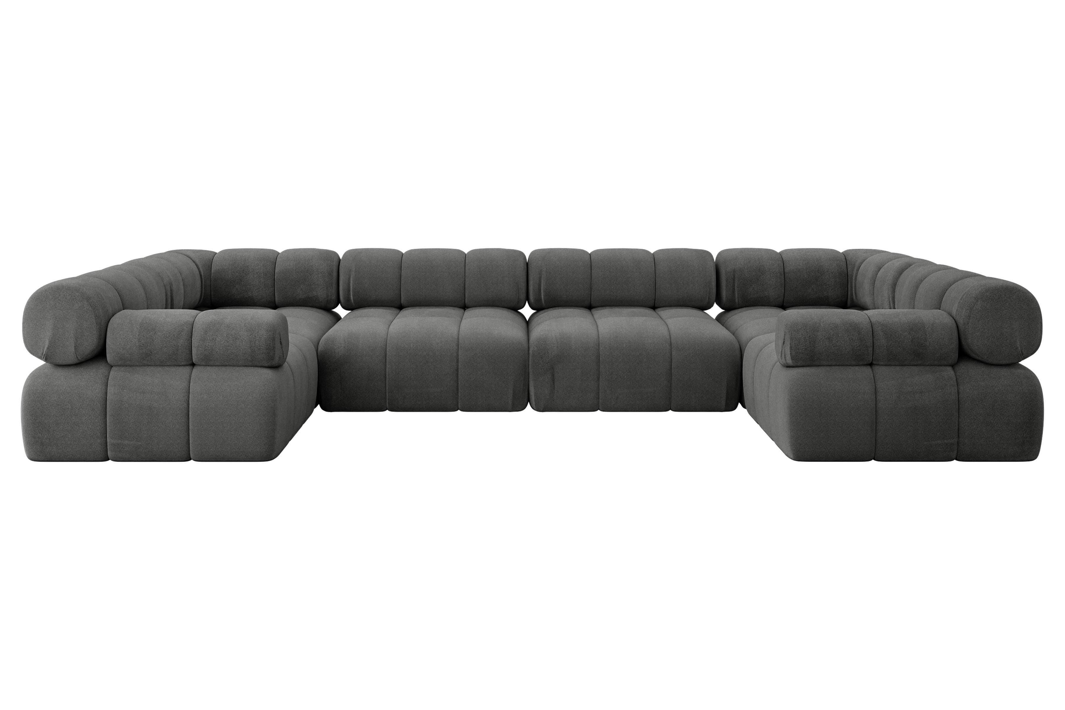 Wohnli Möbelsuche - WOHNLANDSCHAFT modulares Sofa Birno-U2 - 380x190x70 cm Dunkelgrau Velours