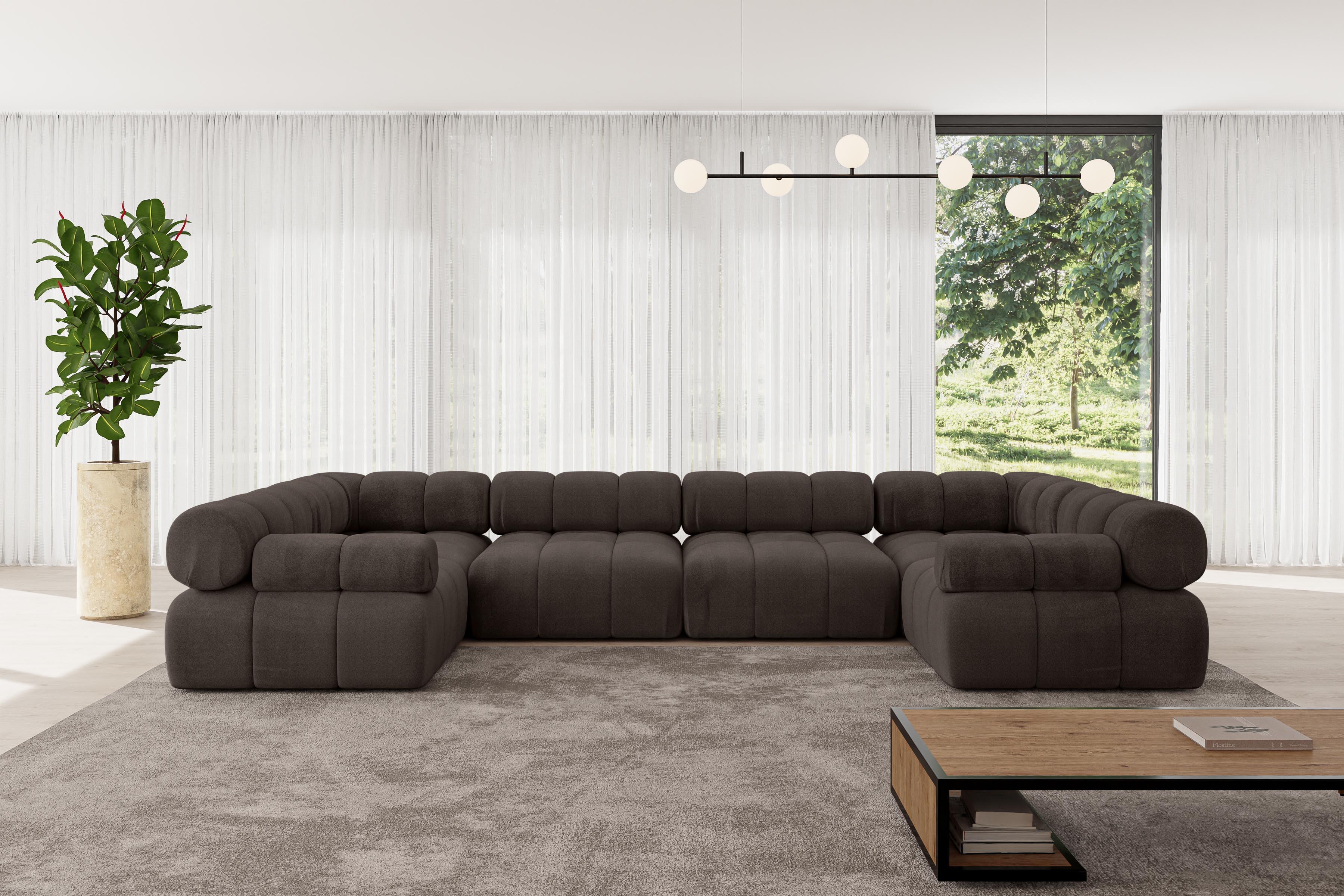 wohnli-moebel-suche-800001617242-1 WOHNLANDSCHAFT modulares Sofa Birno-U2 - 380x190x70 cm Braun Velours Textil ALTDECOR Möbel > Sofas & Couches > Wohnlandschaften > Wohnlandschaften U-Form Braun