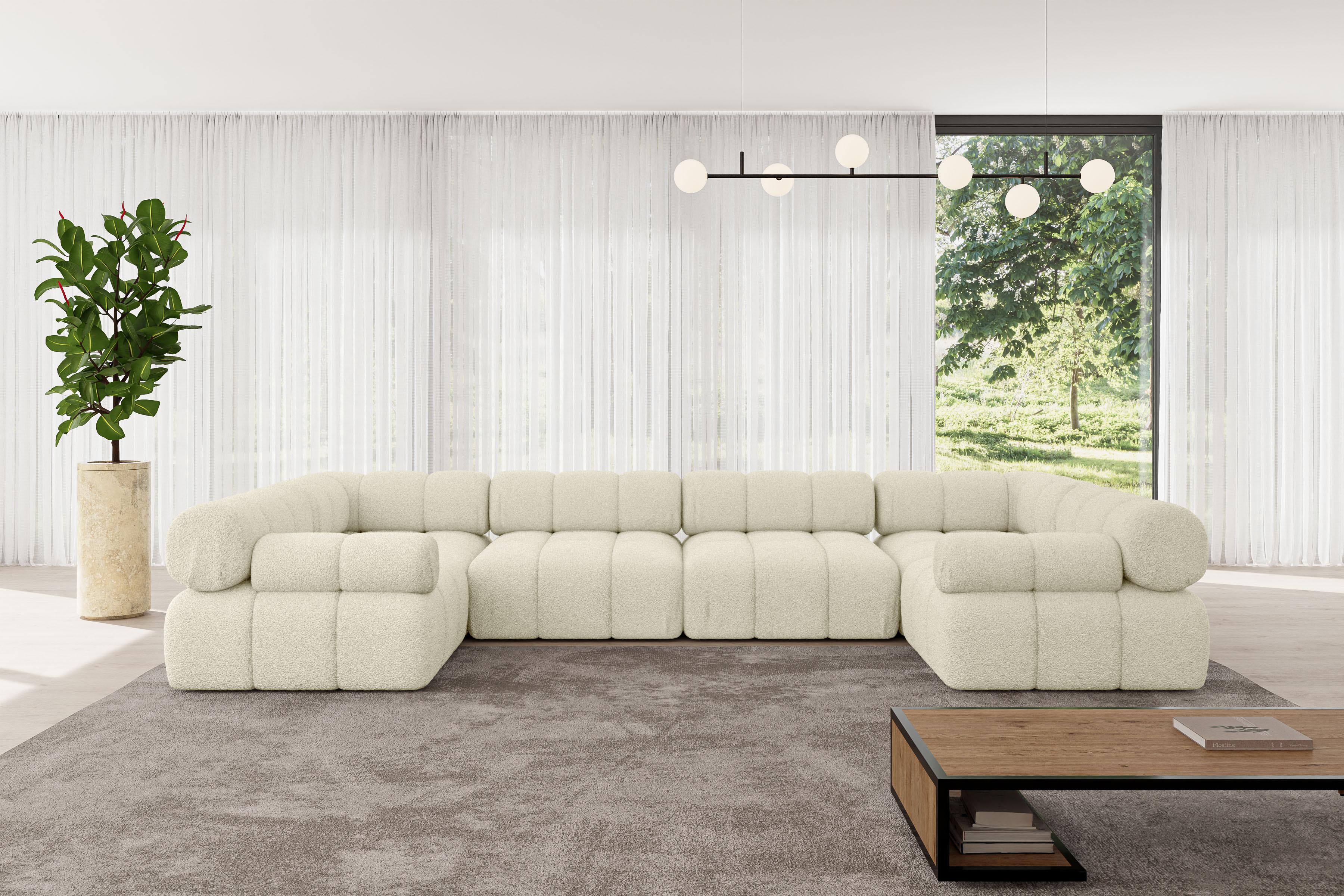 wohnli-moebel-suche-800001617250-1 WOHNLANDSCHAFT modulares Sofa Birno-U2 - 380x190x70 cm Beige Bouclé Textil ALTDECOR Möbel > Sofas & Couches > Wohnlandschaften > Wohnlandschaften U-Form Beige