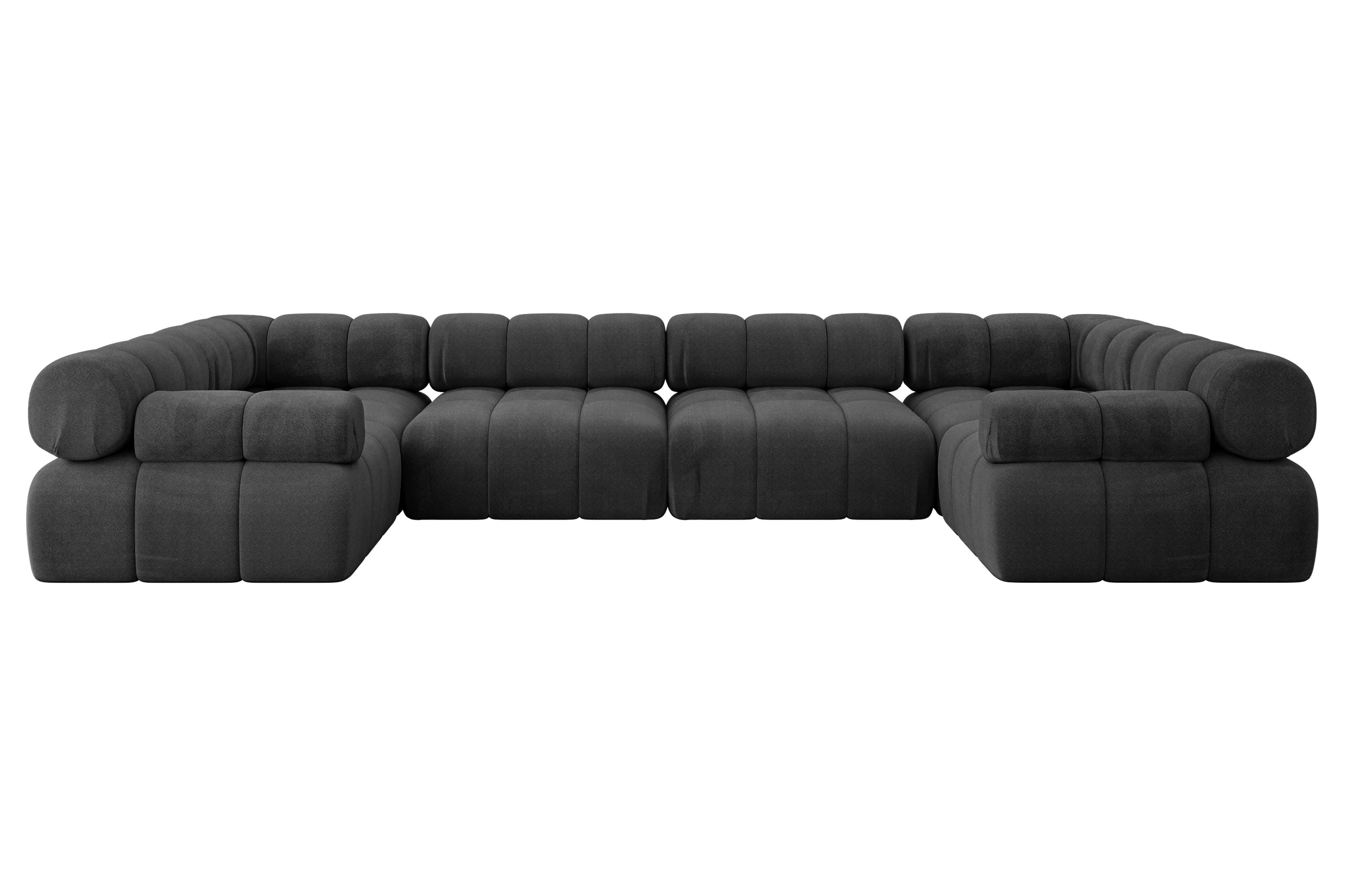 Wohnli Möbelsuche - WOHNLANDSCHAFT modulares Sofa Birno-U2 - 380x190x70 cm Schwarz Velours