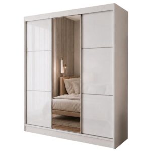 wohnli-moebel-suche-800001618281 Wohnli Möbelsuche - SCHWEBETÜRENSCHRANK Viva 180/216/61 Weiß mit Lacobel-Glas
