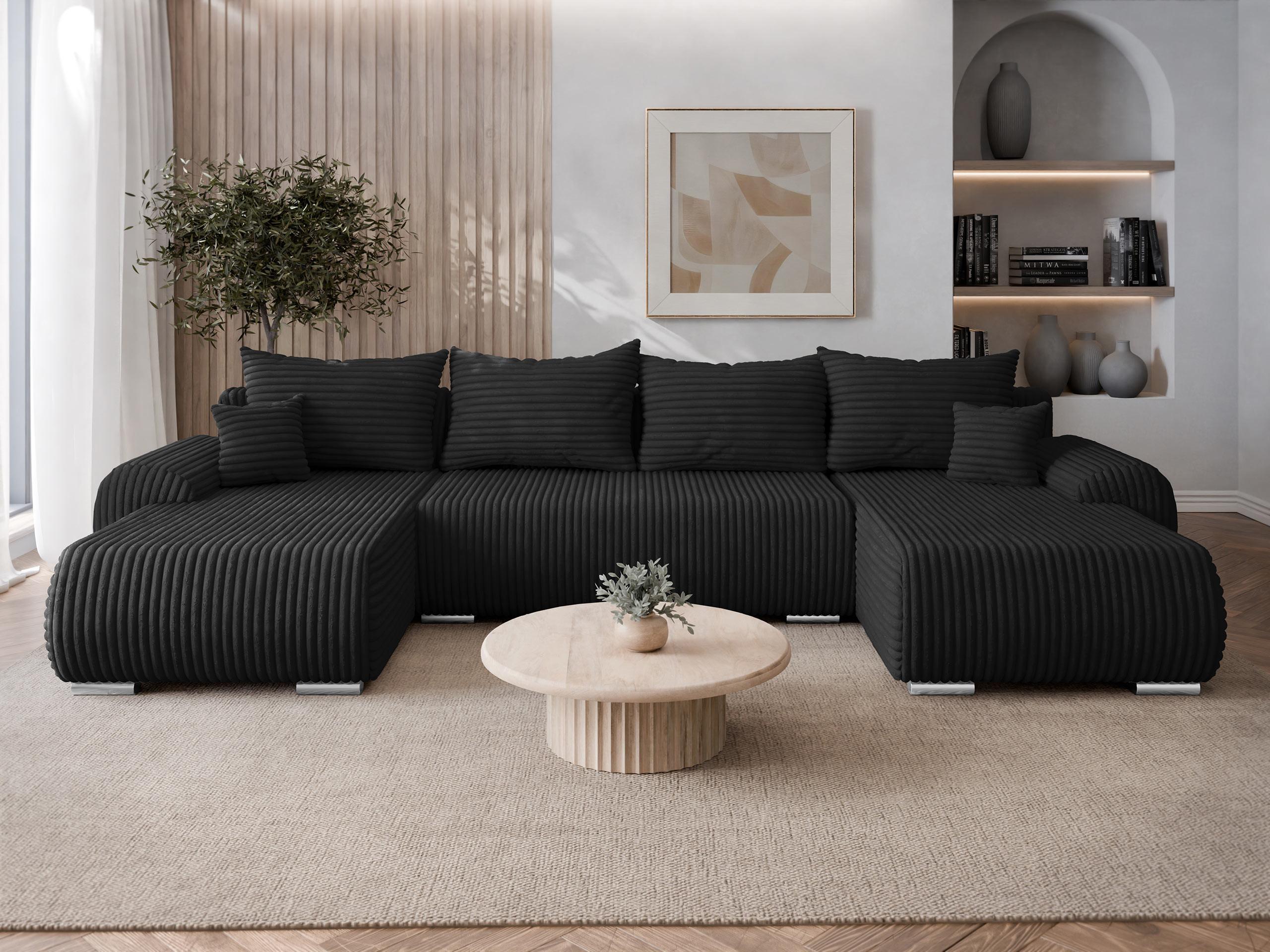 WOHNLANDSCHAFT Ubo U Cord Textil MIRJAN24 Möbel > Sofas & Couches > Wohnlandschaften > Wohnlandschaften U-Form Schwarz