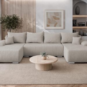 wohnli-moebel-suche-800001619876-1 WOHNLANDSCHAFT Ubo U Cord Textil MIRJAN24 Möbel > Sofas & Couches > Wohnlandschaften > Wohnlandschaften U-Form Braun