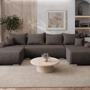 wohnli-moebel-suche-800001619884-1 WOHNLANDSCHAFT Ubo U Cord Textil MIRJAN24 Möbel > Sofas & Couches > Wohnlandschaften > Wohnlandschaften U-Form Braun