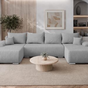 WOHNLANDSCHAFT Ubo U Cord Textil MIRJAN24 Möbel > Sofas & Couches > Wohnlandschaften > Wohnlandschaften U-Form Grau