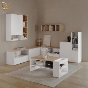 KOMMODE Piave Weiß/Sonoma mit klappe Holzwerkstoff Livinity® Möbel > Kommoden & Schubladenschränke > Kommoden Weiß